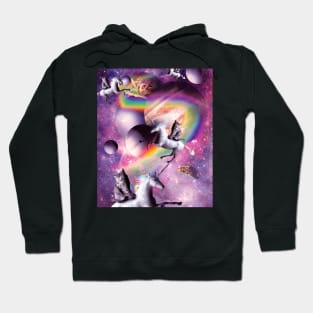 Space Cat Riding Unicorn, Rainbow Cats Unicorns Hoodie